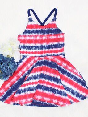 Girls 4th of July Tie Dye Dress, 3t
